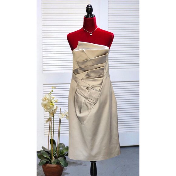 Karen Millen Women's Strapless Grey Cocktail Dress Pleat Details Sz 12 2447 - Picture 3 of 10